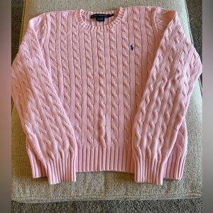 Vintage Ralph Lauren Soft Pink Cable Knit Sweater Size XL
